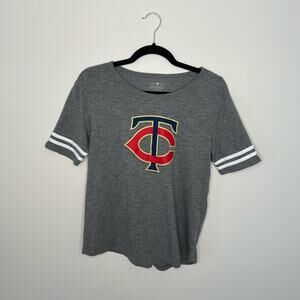 Women's MLB Minnesota Twins Gray Tee-Medium